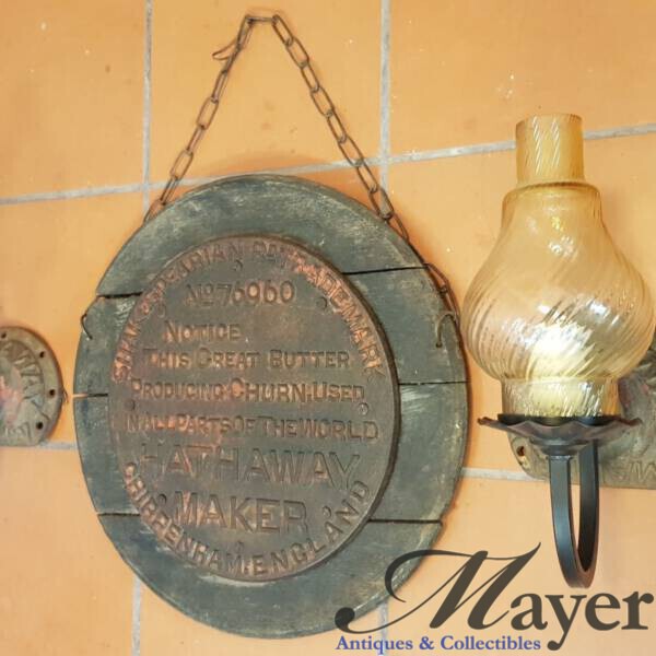 Hathaway maker cast iron sign and lights