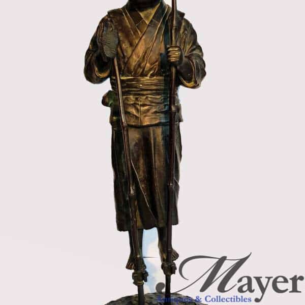 Japanese Boy On Bamboo Stilts Bronze Sculpture