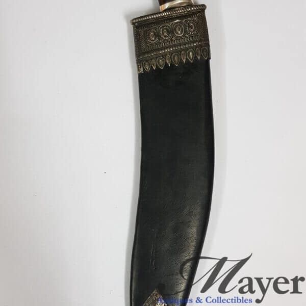 Gurkha Kukri Knife With Beautiful Leather and Silver Scabbard