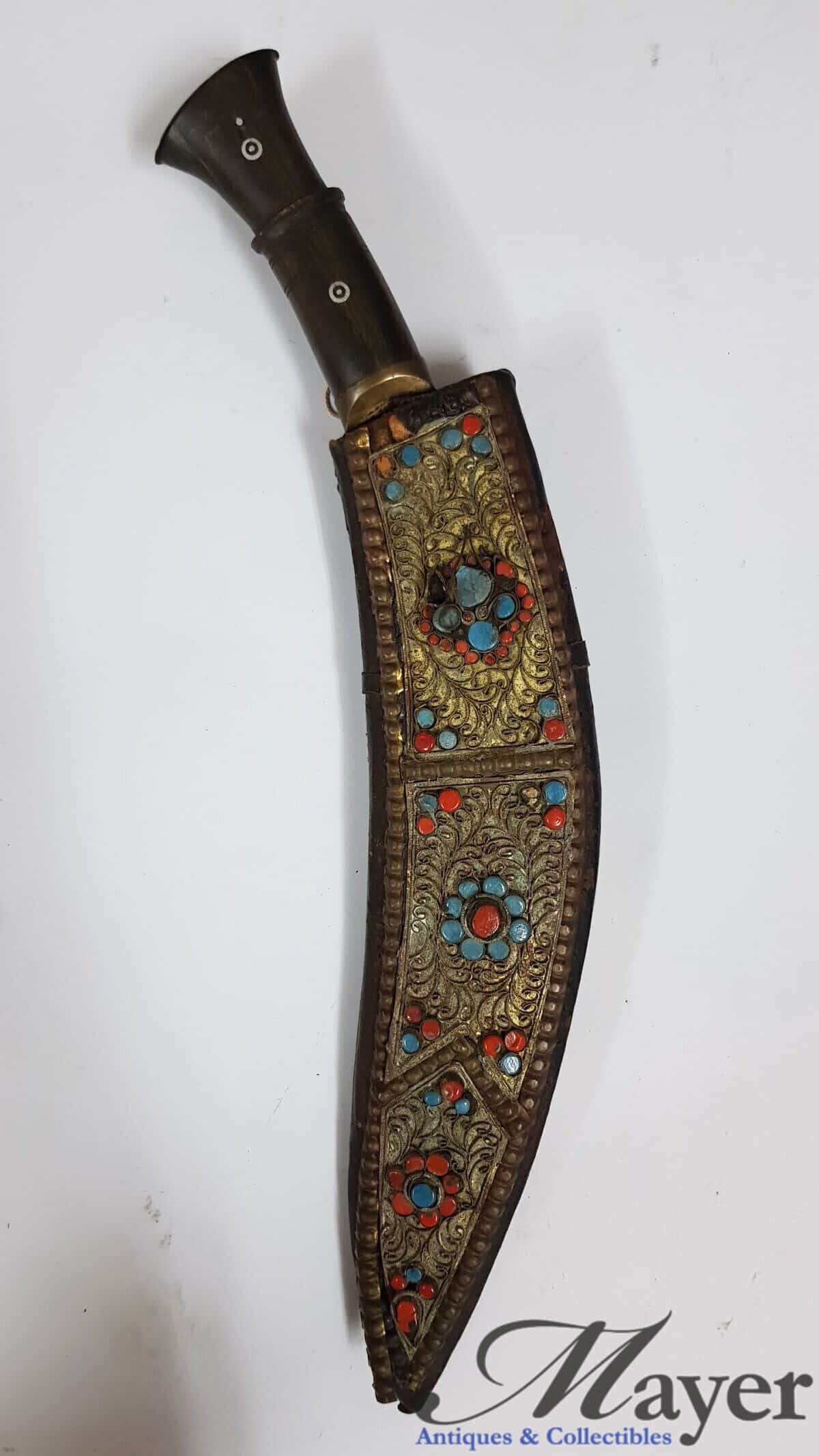 Nepalese Kukri Dagger With Bead Decorated Scabbard