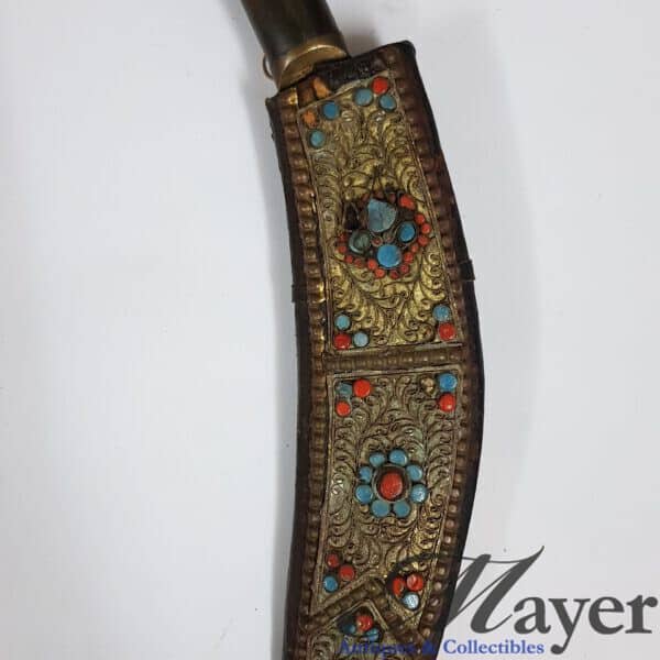 Nepalese Kukri Dagger With Bead Decorated Scabbard