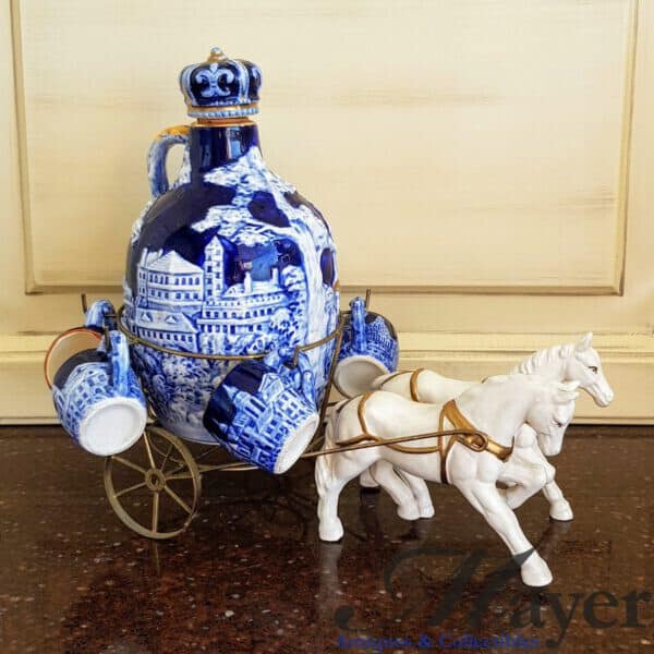 Vintage Horse And Carriage Decanter With Cups