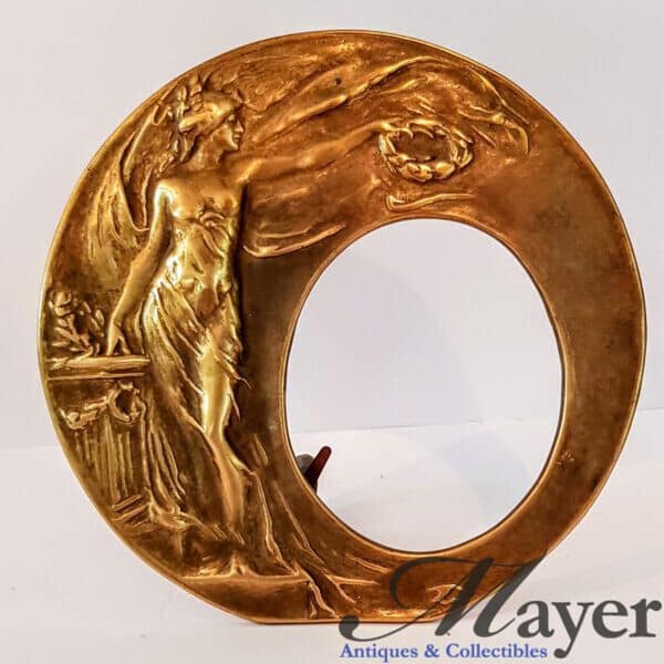 Art Nouveau Brass Picture Frame Featuring Goddess of Victory