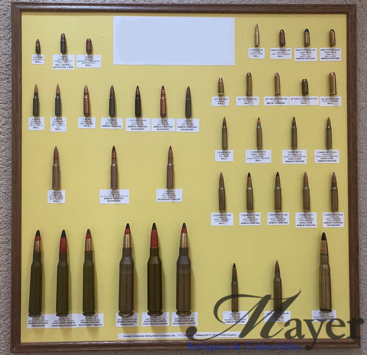 Small Caliber Ammunition Identification Display Plaque