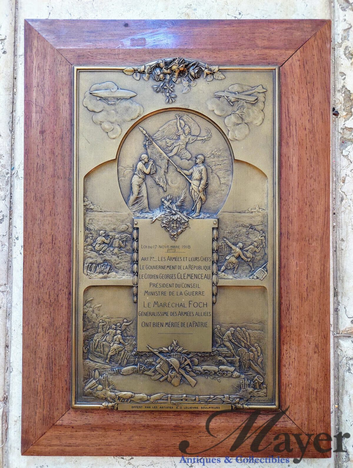 French World War One Commemorative Plaque