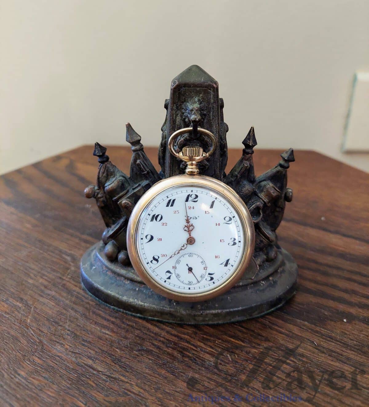 French Trib pocket watch and a Prussian display stand commemorating the Franco-Prussian War of 1870-1871