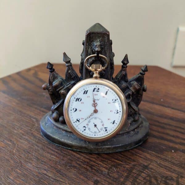 French Trib pocket watch and a Prussian display stand commemorating the Franco-Prussian War of 1870-1871