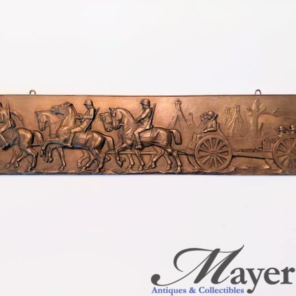 German WW1 Procession of Artillery Soldiers Bronze Plaque By Ludwig Manzel
