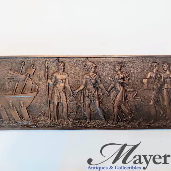 Bronze Relief Plaque of Roman Soldiers and Women on Way to Ship Voyage
