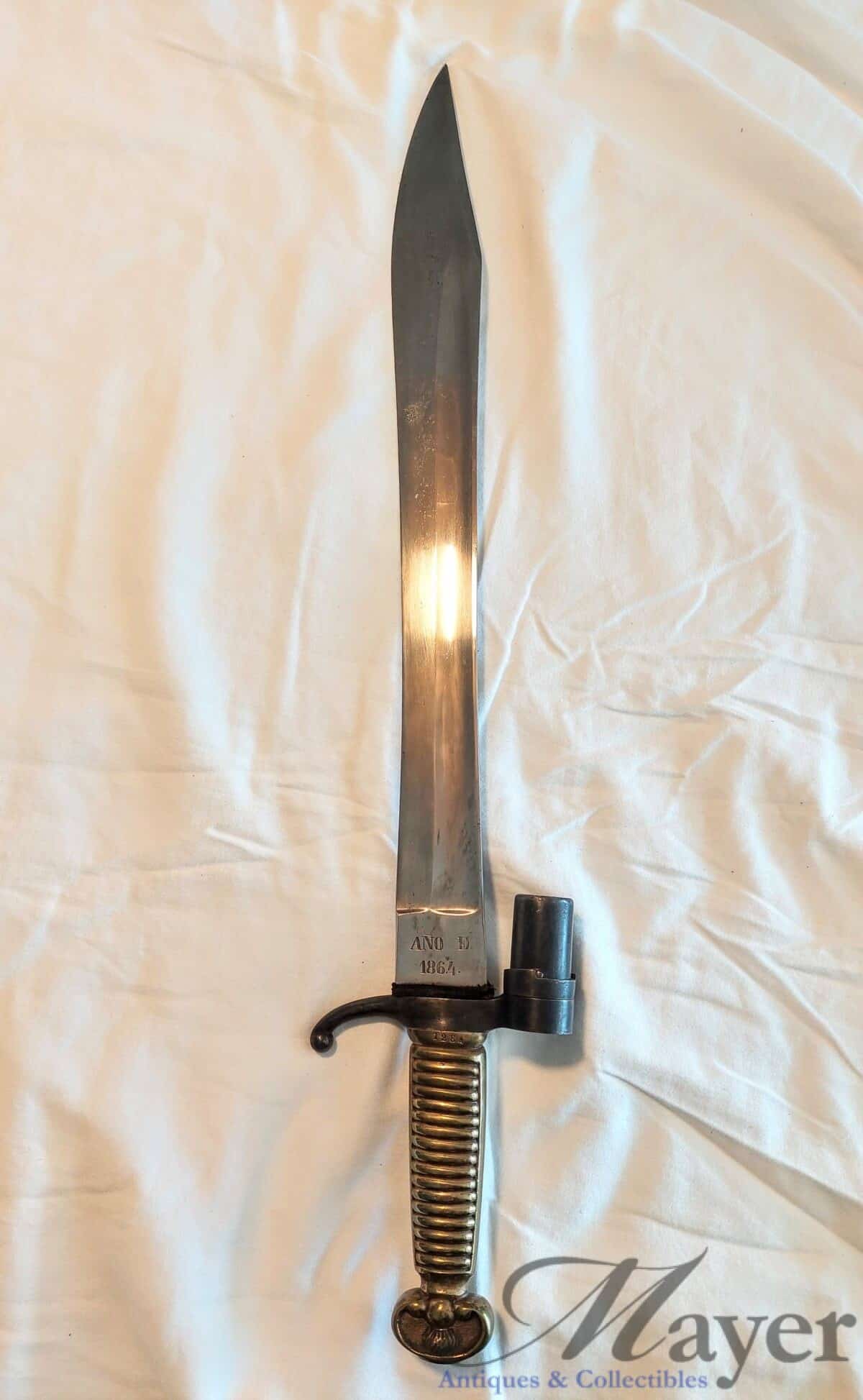 Original Rare Spanish M1858 Artillery Bayonet made in Toledo Dated 1864