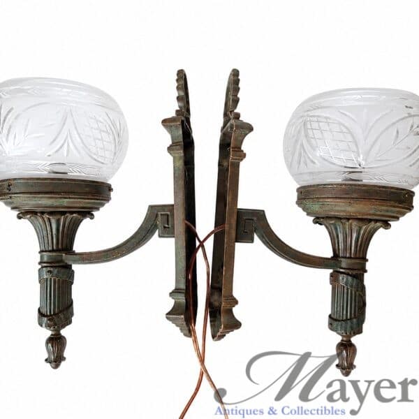 A Pair of Antique Torch Style Sconce Light Fixtures Made In England