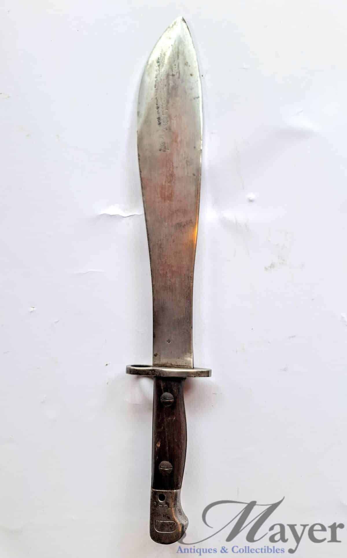 An Australian 1943 Pattern Bolo Machete Bayonet.