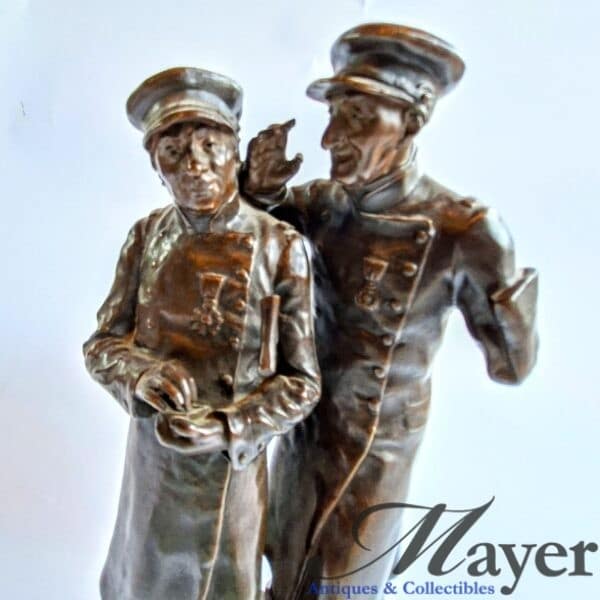 Two Amputated War Veterans Bronze Sculpture By Paul Thubert.